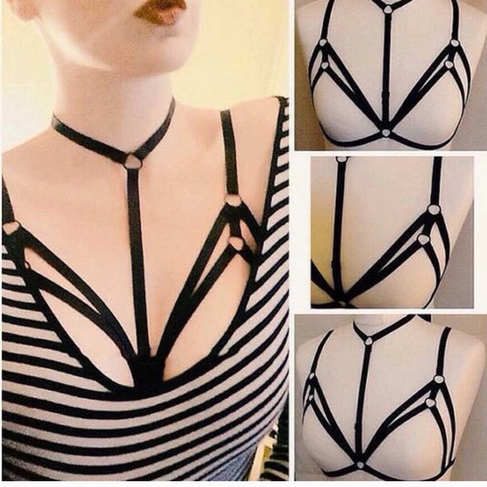 Sexy Lingerie Garter Strappy Cage Bra